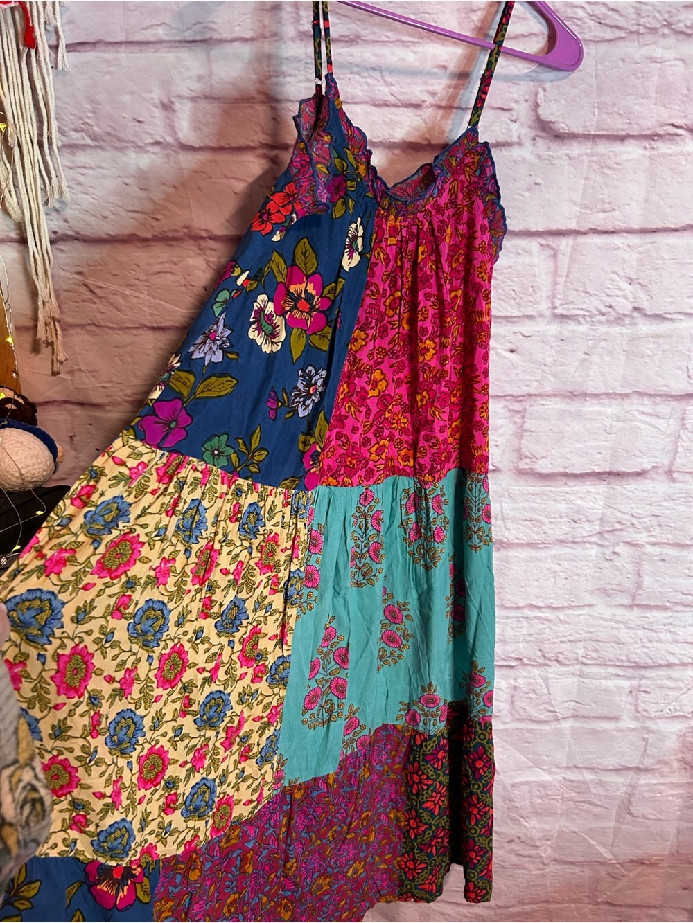 NATURAL LIFE Boho Floral Patchwork Maxi Dress